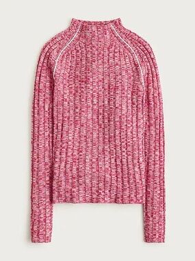 NWT J.Crew Wide-rib mockneck sweater in marled merino wool Size L